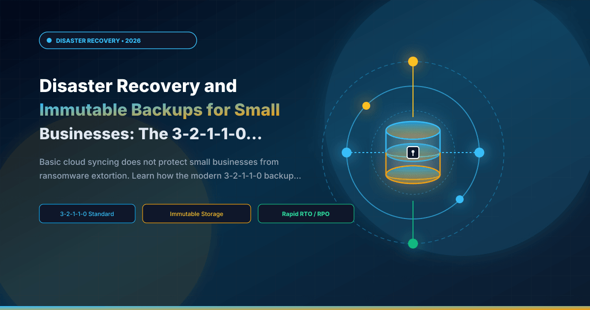 Disaster Recovery and Immutable Backups for Small Businesses: The 3-2-1-1-0 Standard for 2026